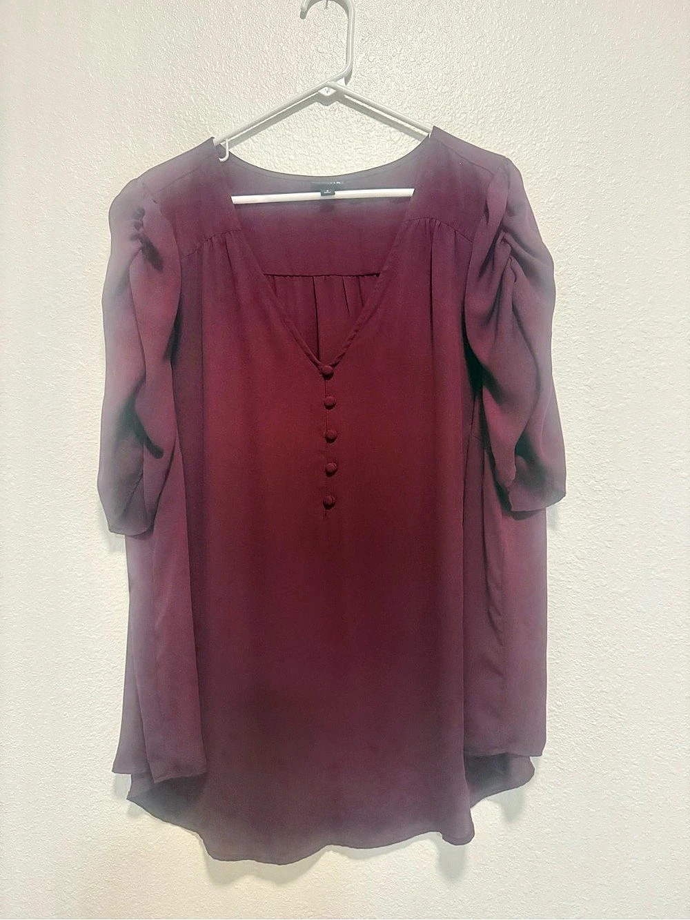 Torrid Harper Georgette 3/4 Sleeve Blouse Purple Size 3